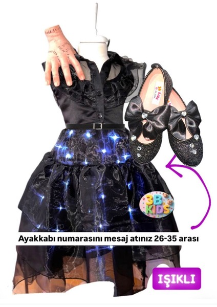 Işıklı Elbise ve Babet Seti, Siyah, Doğum Günü Hediye Alternatifi