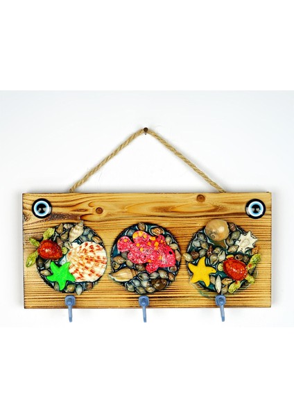 Renkli Ahşap Dekoratif Anahtarlık, 3 Kancalı, Şık ve Zarif Tasarım fiyatları