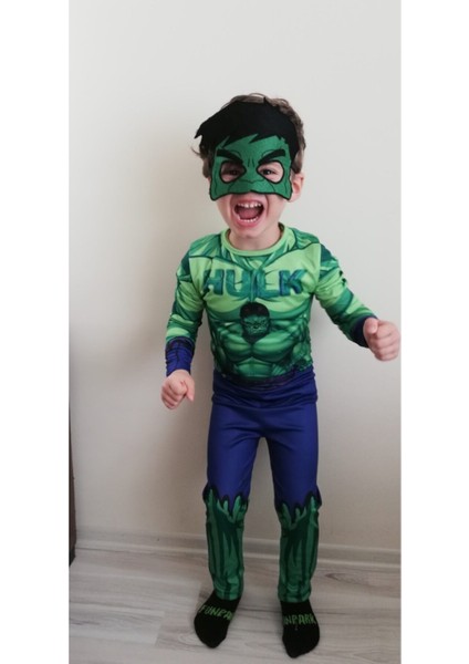 Yeşil Hulk Baskılı Erkek Çocuk Kostüm, Eğlence Dolu Oyunlar Için Ideal Seçim