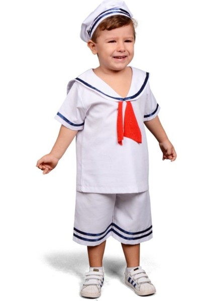 Sevimli Denizci Çocuk Kostümü, Beyaz, Eğlenceli ve Rahat Tasarım