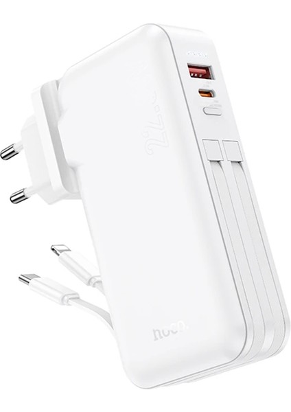 Hoco J126 Usb-A+Type-C Çıkışlı Type-C+Lightning Kablolu 10000MAH Powerbank Şarj ALETI-(1903)