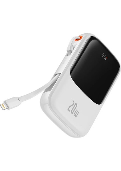 Baseus Qpow Pro Dijital Göstergeli 10000MAH 20W Hızlı Şarj Powerbank iPhone Lightning KABLOLU-(1903)