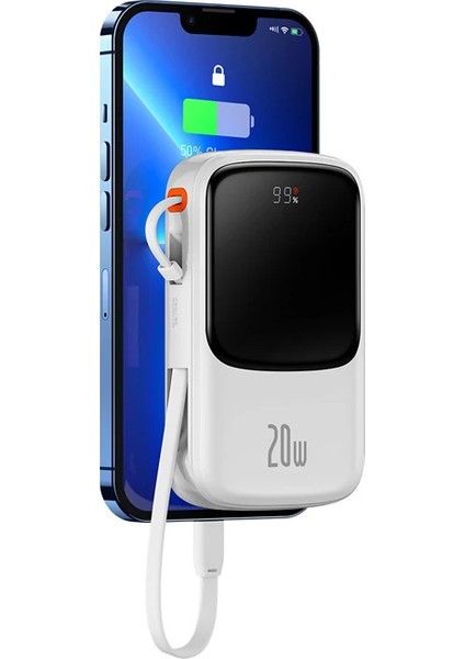 Baseus Qpow Pro Dijital Göstergeli 10000MAH 20W Hızlı Şarj Powerbank iPhone Lightning KABLOLU-(1903) indirimleri