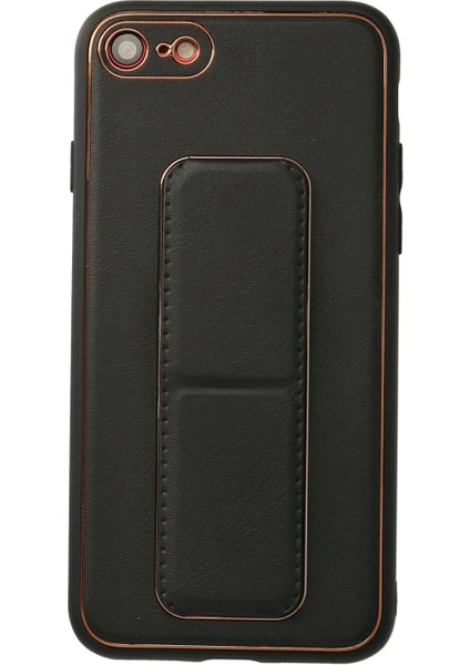 iPhone 7 Kılıf Coco Deri Standlı Kapak - Siyah