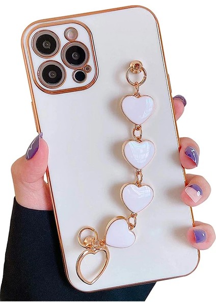 Ally iPhone 13 Pro 6.1inç Kılıf Kalp Bileklik Tutuculu Lüx Silikon Askılı KILIF-(1903) modelleri