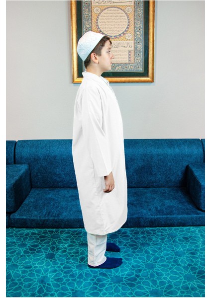 Erkek Çocuk Namaz Elbisesi, Beyaz, Rahat ve Şık Tasarım. fiyatları