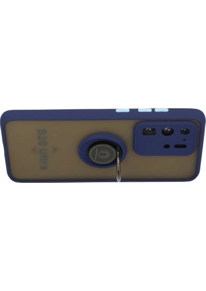 Samsung Galaxy S20 Ultra Kılıf Montreal Yüzüklü Silikon Kapak - Lacivert modelleri