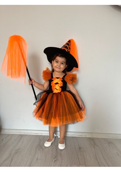 Turuncu Cadı Kostümü, Eğlenceli ve Şık, Çocuk ve Yetişkin Için Uygun