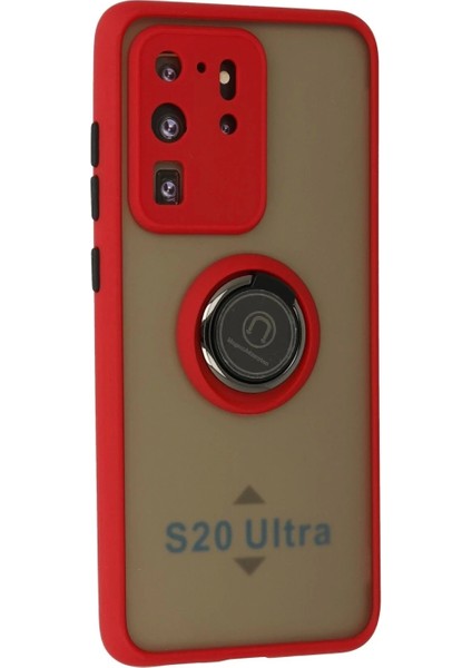 Samsung Galaxy S20 Ultra Kılıf Montreal Yüzüklü Silikon Kapak - Kırmızı fiyatları