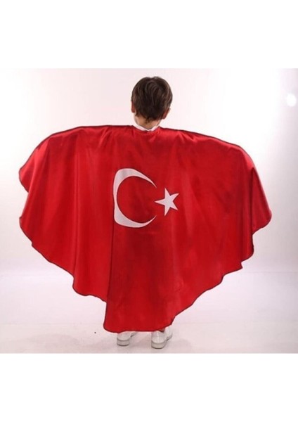 Kırmızı Unisex Çocuk Pelerini 23 Nisan Yıldız Desenli, Şık ve Renkli Tasarım