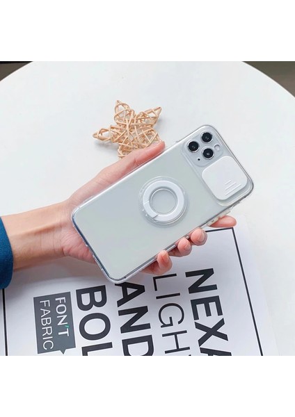 Ally iPhone 11 Pro Max 6.5inç Kılıf Sürgülü Kamera Lens Korumalı Yüzük Standlı Silikon KILIF-(1903) modelleri