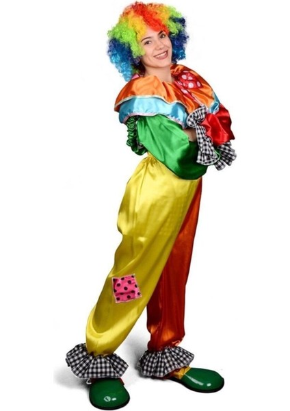 Renkli Askılı Alt Üst Palyaço Kostüm Çocuklar Için Eğlenceli ve Renkli Tasarım