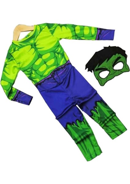 7-8 Yaş Çocuklar Için Yeşil Maskeli Hulk Kostüm, Eğlenceli ve Rahat Tasarım