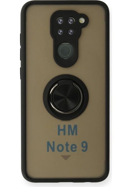 Xiaomi Redmi Note 9 Kılıf Montreal Yüzüklü Silikon Kapak - Siyah