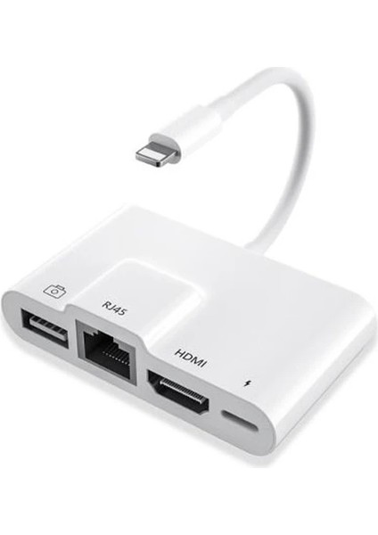 Ally Iphone 3in1 Lightning HDMI RJ45 Otg Digital Av Adaptör HUB-(1903)