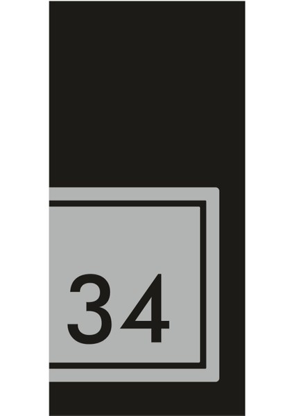 Siyah-Gümüş Aynalı Pleksi Daire Kapı Numarası 34, Şık ve Modern Tasarım
