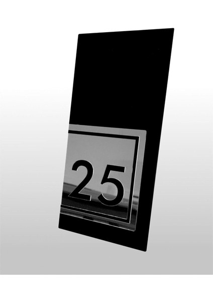 Siyah-Gümüş Aynalı Pleksi Daire Kapı Numarası 34, Şık ve Modern Tasarım modelleri