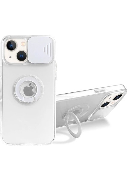Ally iPhone 13 6.1 Inç Kılıf Sürgülü Kamera Lens Korumalı Yüzük Standlı Silikon KILIF-(1903) fiyatları