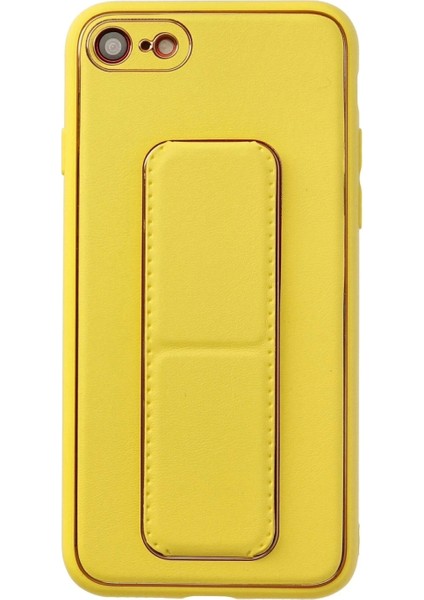 iPhone 7 Kılıf Coco Deri Standlı Kapak - Sarı
