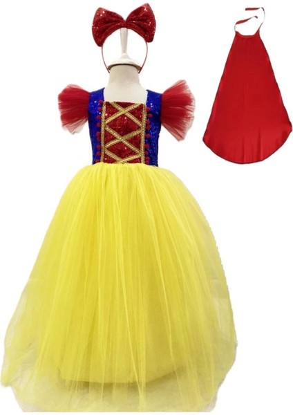 Rüya Gibi Pamuk Prenses Kostüm Seti, Taç, Pelerin ve Tarçan ile Tamamlanmış.