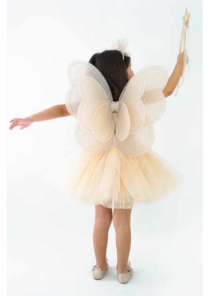 Çocuklar Için Renkli Kelebek Kanatlı Tütü Etek Seti 5-8 Yaş