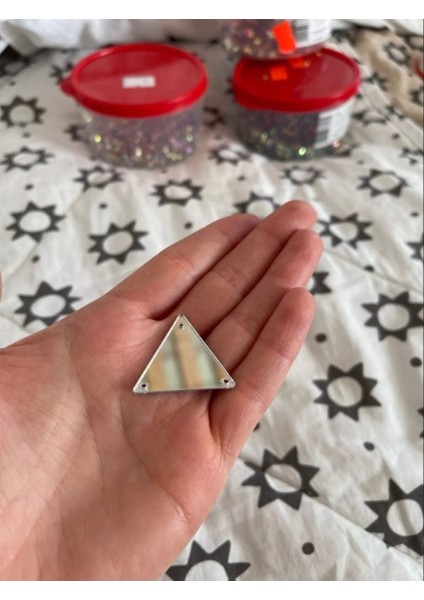 Parlak Delikli Yapışkanlı Akrilik, 2cm, 25 Adet, Yeşil Renk