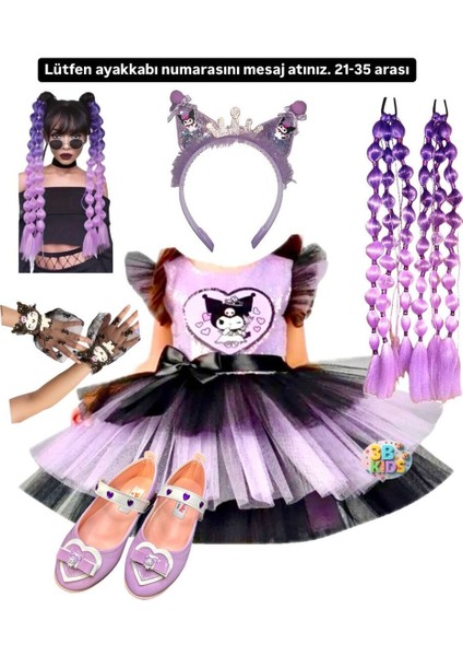 Mor Kuromi Elbise ve Aksesuarlar Seti, Şık ve Eğlenceli Parti Kombini