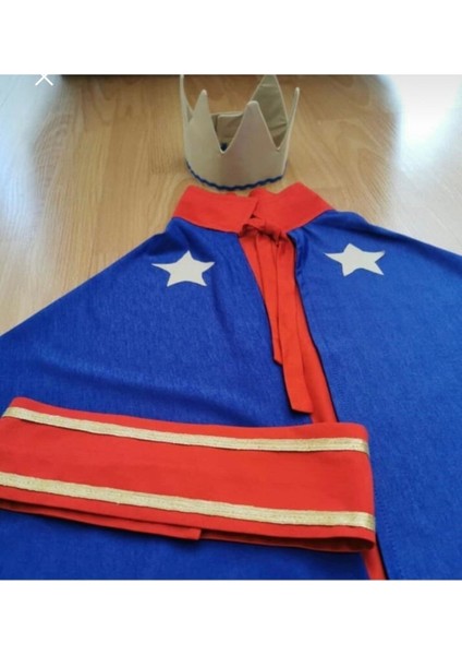 Küçük Prens Temalı Kırmızı Pelerin, Taç ve Kemer Seti, Çocuklar Için Eğlenceli Kombinasyon