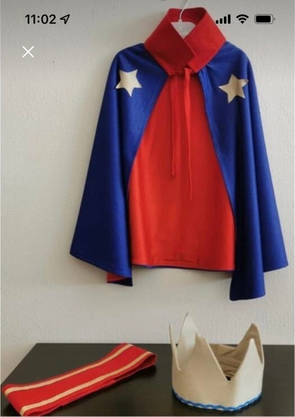 Küçük Prens Temalı Kırmızı Pelerin, Taç ve Kemer Seti, Çocuklar Için Eğlenceli Kombinasyon modelleri