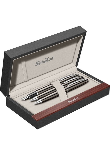 & WizDesign 35 Dolmakalem + Tükenmezkalem + Versatil Üçlü Set Titanyum (Ömür Boyu Garantili - Lüks Kutulu - İsme Özel Tasarım)