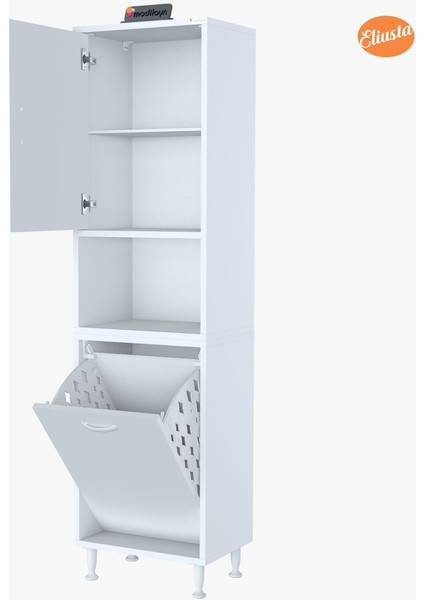 50 x 163,4 x 32,5 cm 2 Kapak Üç Bölmeli Kirli Çamaşır Dolabı Sepetli Banyo Dolabı indirimleri