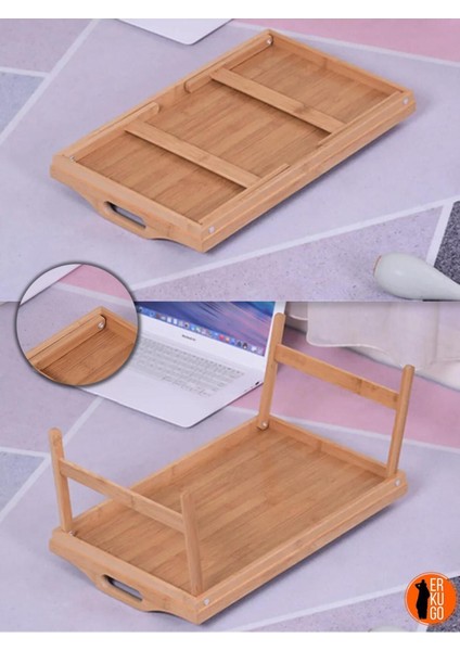 Katlanabilir Ayaklı Bambu Tepsi, Portatif ve Şık Tasarım, 50X30 cm Kahverengi fiyatları