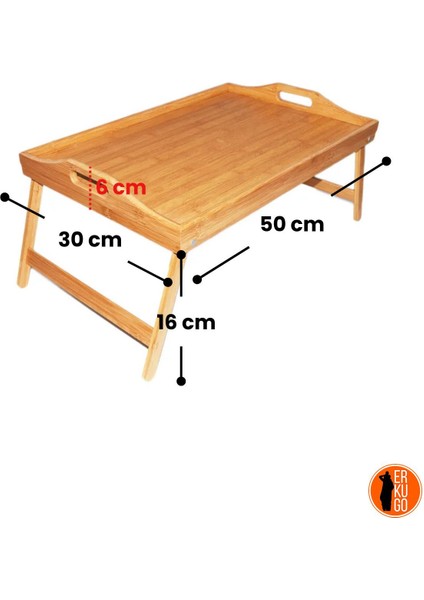 Katlanabilir Ayaklı Bambu Tepsi, Portatif ve Şık Tasarım, 50X30 cm Kahverengi indirimleri