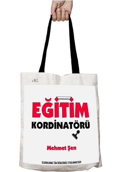 Siyah Kulplu Kişiye Özel Eğitim Koordinatörü Yıkanabilir Okul Omuz Çanta