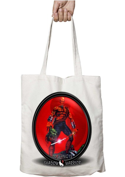 Shadow-Warrior-Free-Png-Image Iki Tarafı Kalıcı Baskılı Yıkanabilir Çanta
