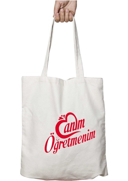 Canım Öğretmenim Iki Taraf Kalıcı Yıkanabilir Okul Plaj Omuz Bez Çanta
