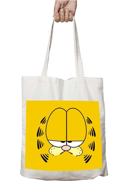 Garfield Üzgün Kedi Iki Tarafı Kalıcı Baskılı Yıkanabilir Çanta