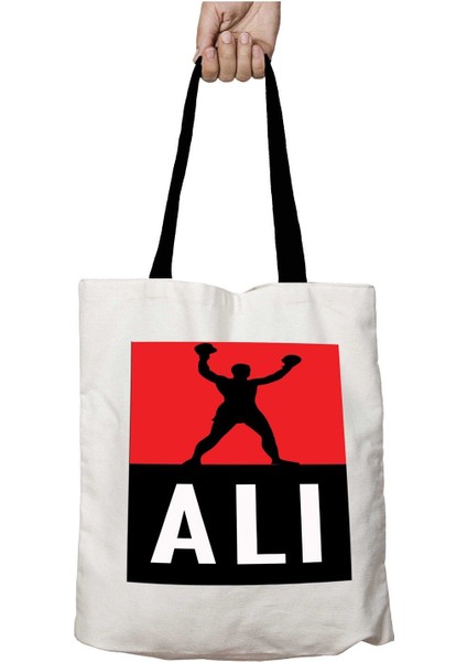 Siyah Kulplu Muhammed Ali Boks Yıkanabilir Okul Omuz Çanta