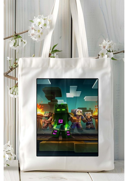 Minecraft Oyun Baskılı Omuz Çanta Kişiye Özel Model 5