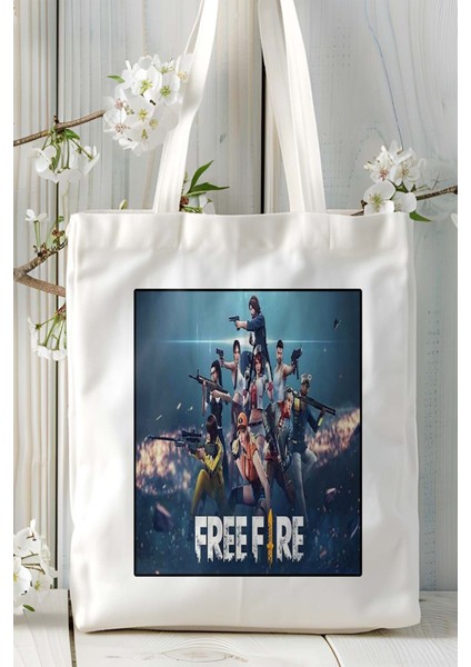 Garena Free Fire Mobil Oyun Baskılı Bez Çanta Omuz Çantası Çift Tafaflı Baskı Kişiye Özel 4