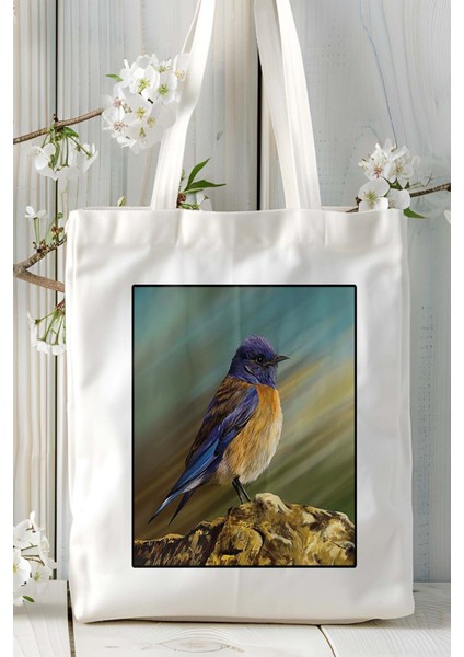 Hint Bülbülü Baskılı Bez Çanta Omuz Çantası Kişiye Özel Model 1