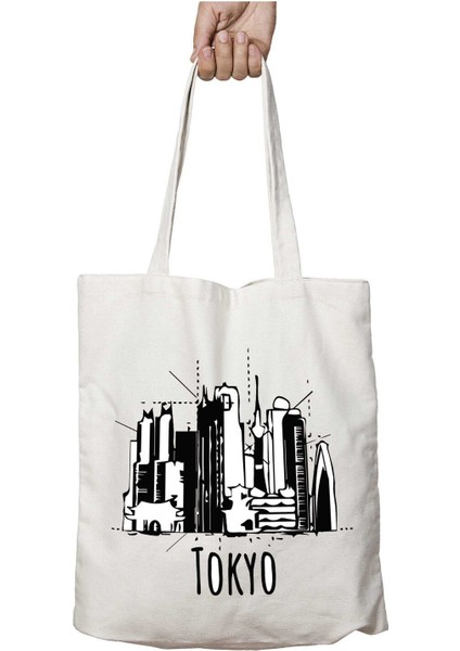 Tokyo City Skyline Cool Japan Souvenir Iki Taraf Kalıcı Yıkanabilir Okul Plaj Omuz Bez Çanta