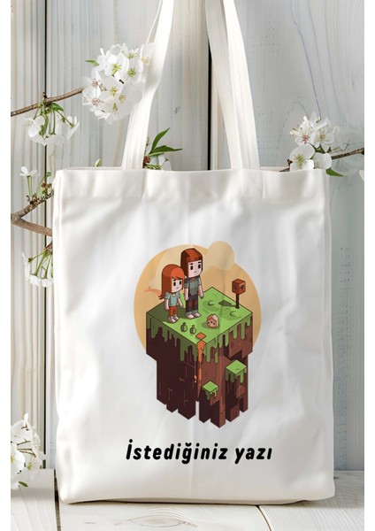 Minecraft Oyun Baskılı Bez Çanta Omuz Çantası Model 7 fiyatları