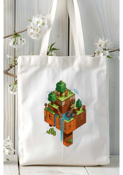 Minecraft Oyun Baskılı Bez Çanta Omuz Çantası Model 3