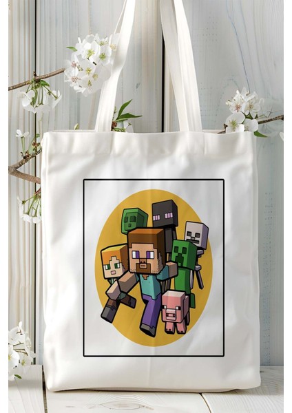 Minecraft Oyun Baskılı Omuz Çanta Kişiye Özel Model 6