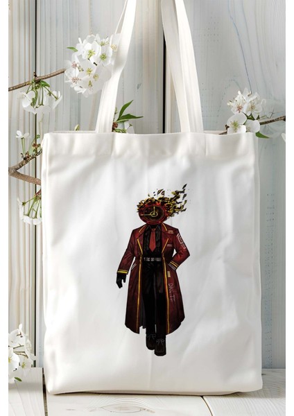 Limbus Company Oyun Baskılı Bez Çanta Çift Taraflı Baskı Kişiye Özel Beyaz Model 1