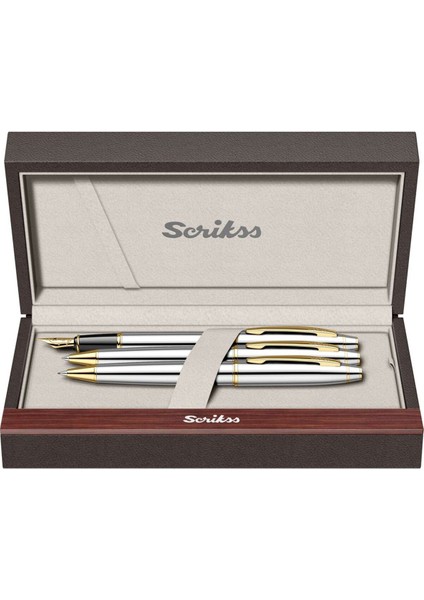 & WizDesign 35 Dolmakalem + Tükenmezkalem + Versatil Üçlü Set Gold Krom (Ömür Boyu Garantili - Lüks Kutulu - İsme Özel Tasarım)