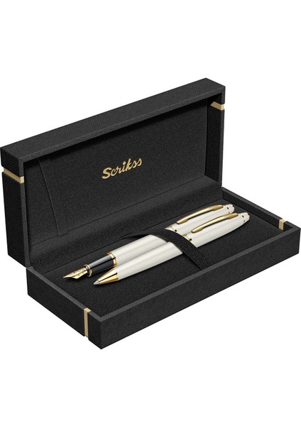 & WizDesign 35 Dolmakalem + Tükenmezkalem Ikili Set Beyaz Altın (Ömür Boyu Garantili - Lüks Kutulu - İsme Özel Tasarım)