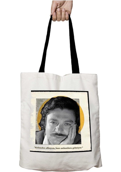 Siyah Kulplu Oğuz Atay Kelimeler Yıkanabilir Okul Omuz Çanta