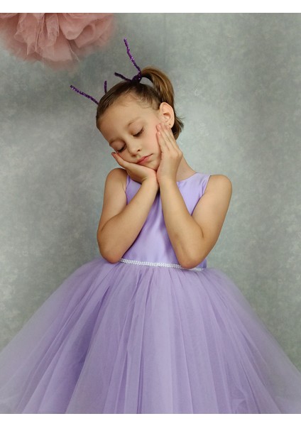 Kız Çocuk Abiye Elbise Ada, Lila Bel Incili,tütü Elbise fiyatları